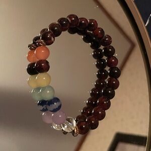 Torques & chakra beads & brown & chakra beads bracelets. Bundled or separate.